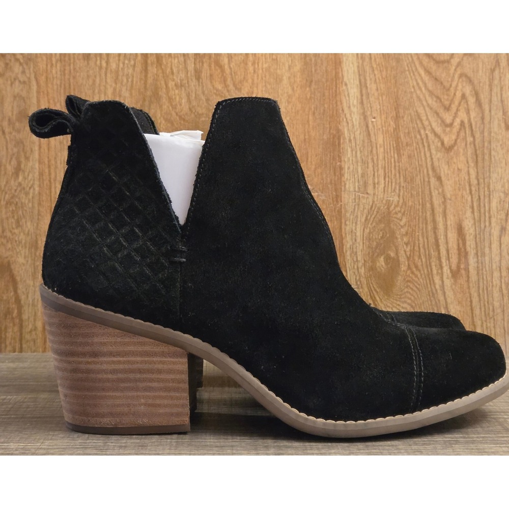 Toms Everly Cutout Heeled Ankle Boots Womens Size 8 Black‎